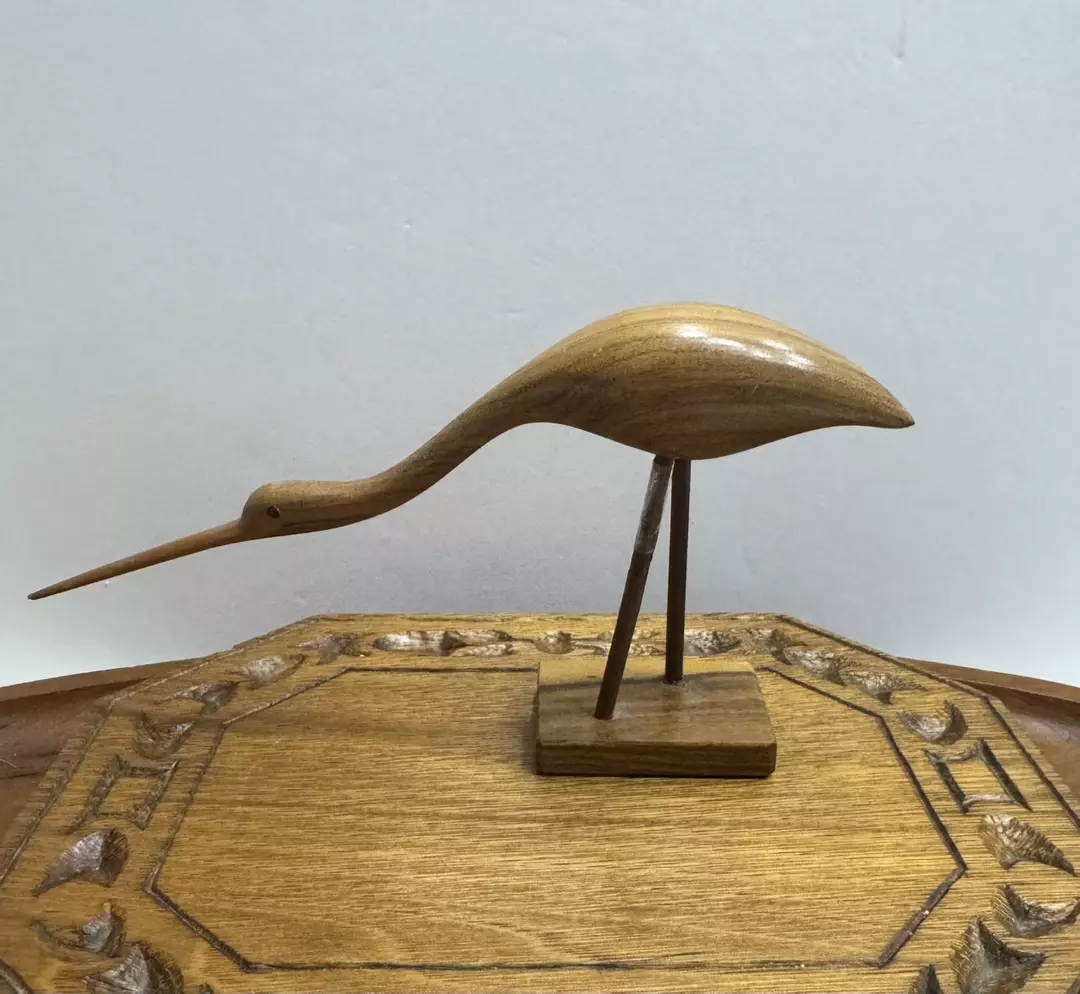 Artist Made Long Neck wooden bird thumbnail