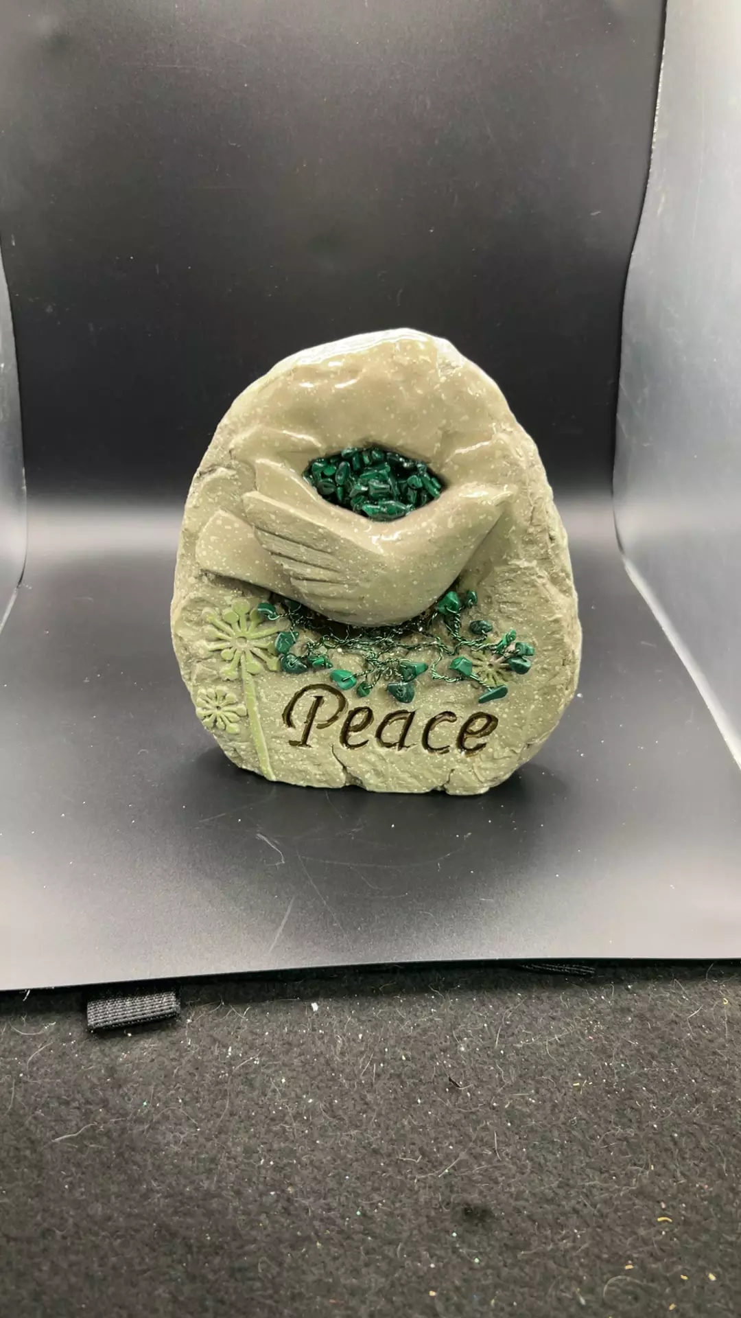 Custom-made peace stone with Malachite thumbnail