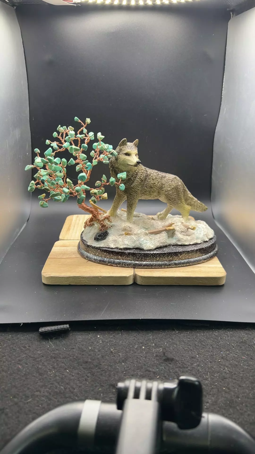 Custom-made turquoise tree with wolf thumbnail