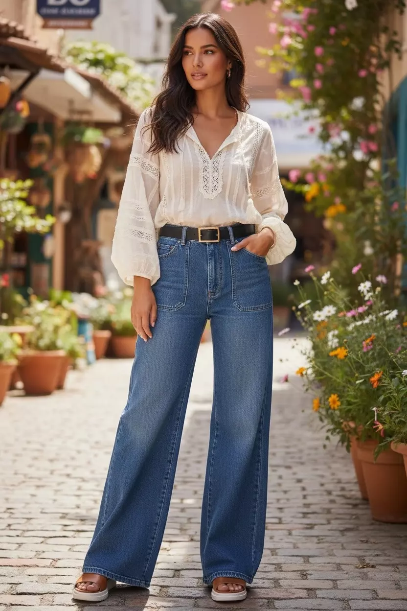 $148 Pilcro The Carpenter Wide-Leg Jeans Sz 28 thumbnail