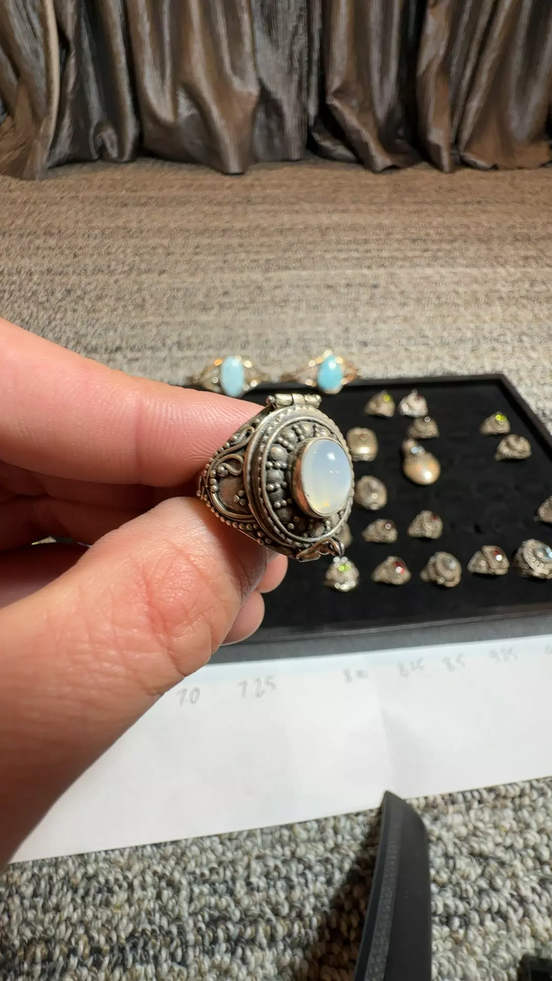 Moonstone Poison Ring size 10 thumbnail