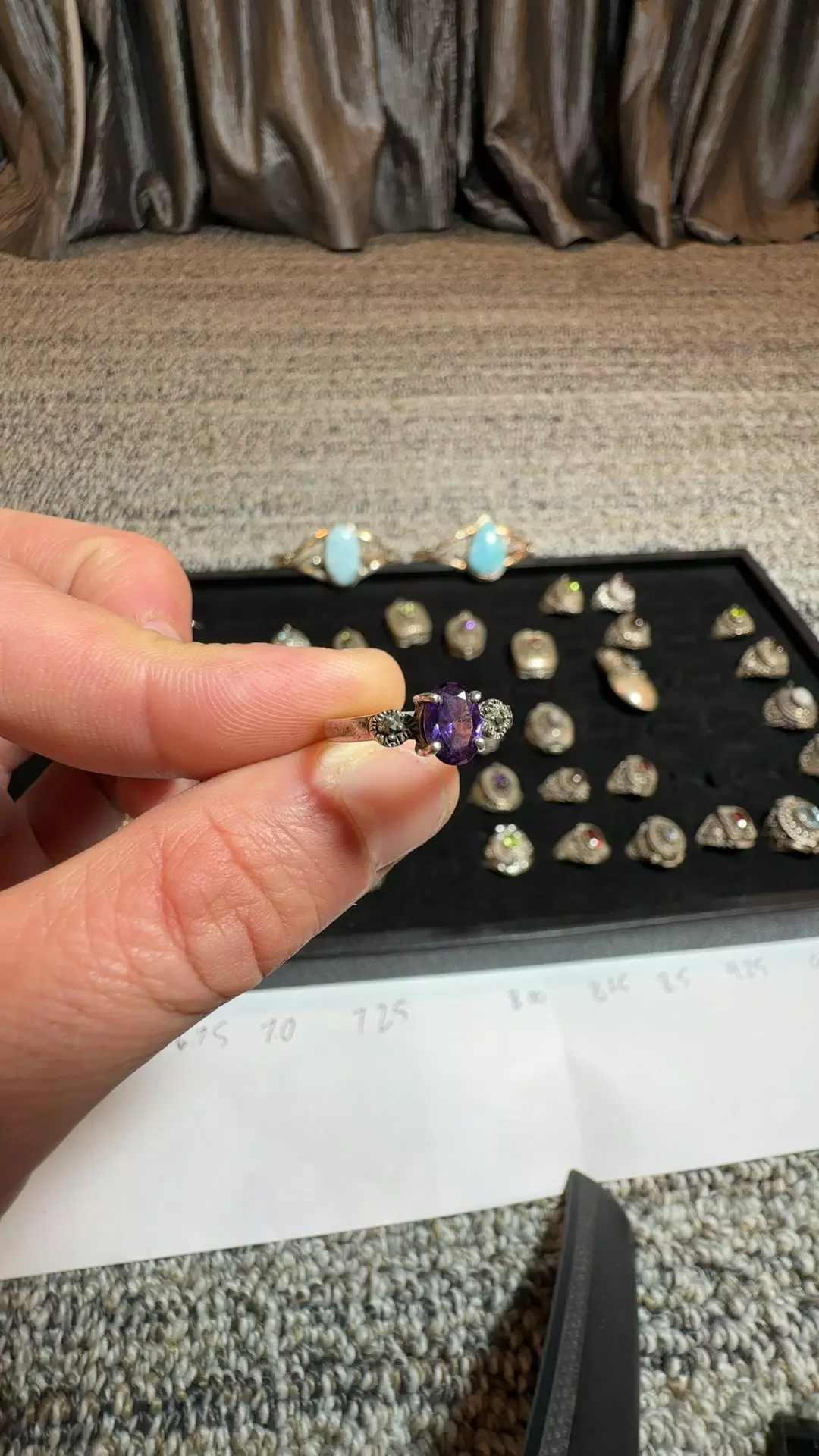 Amethyst & Marcasite Ring size 6.25 thumbnail