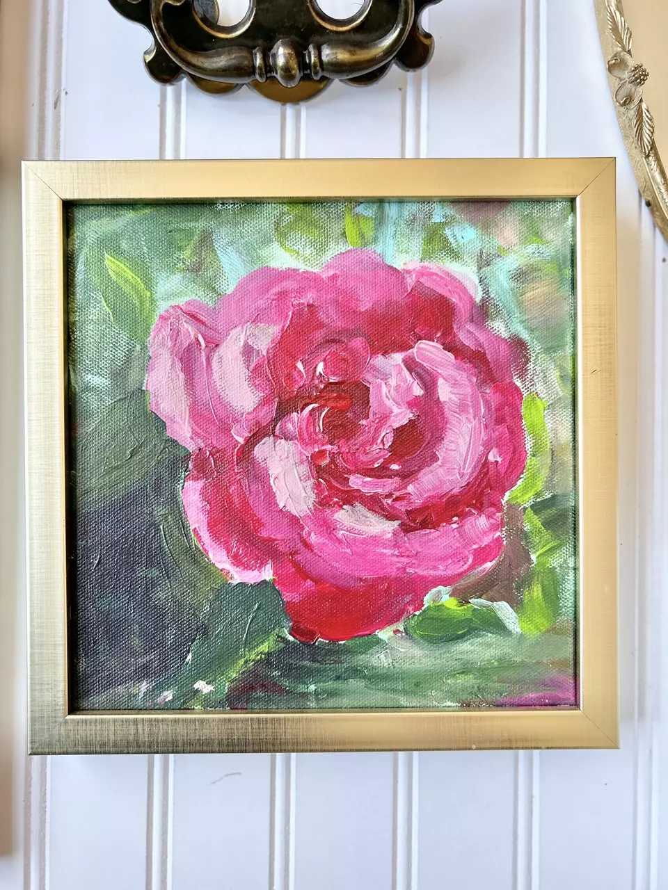 Original acrylic rose painting in gold frame #2 9x9” $25 thumbnail