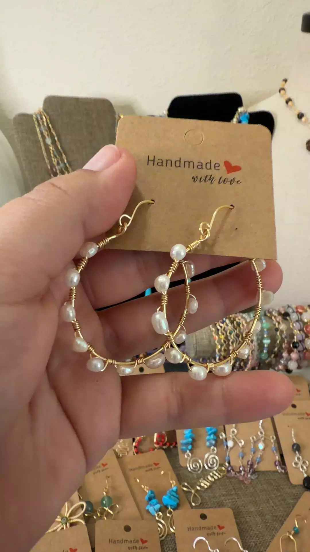 fresh water pearls hoop earrings thumbnail