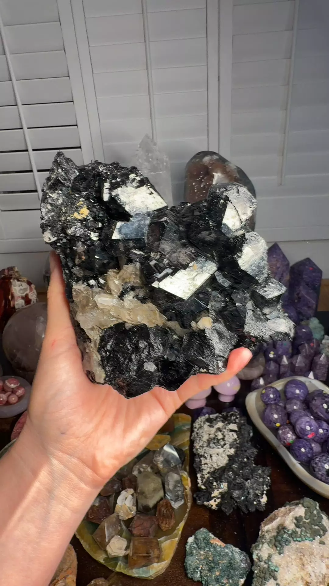 Namibia black tourmaline with smoky thumbnail