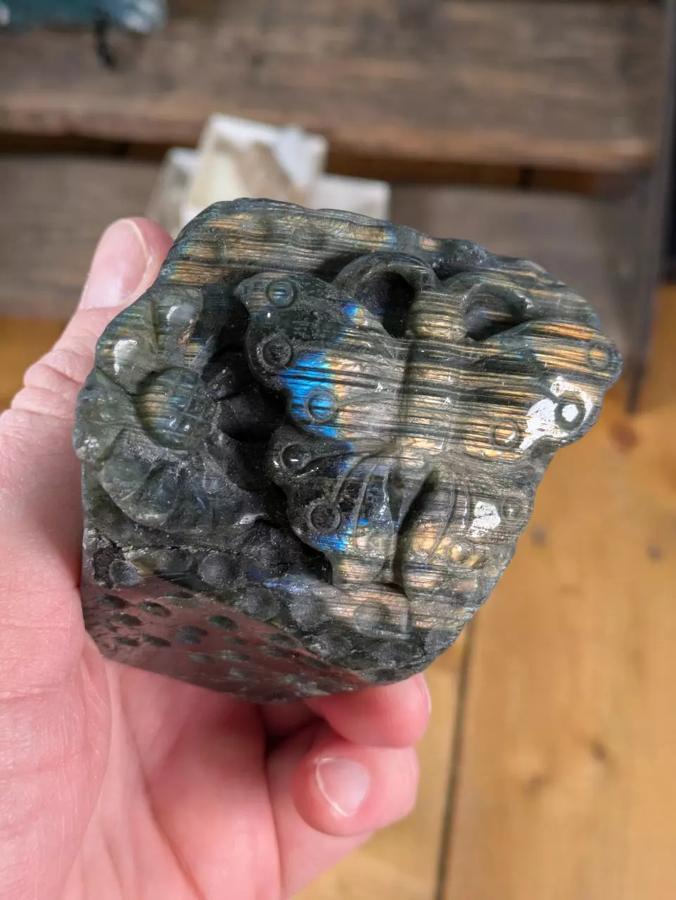 Labradorite Butterfly & Flower ~545 Grams (1.2 lbs) Was $30 thumbnail