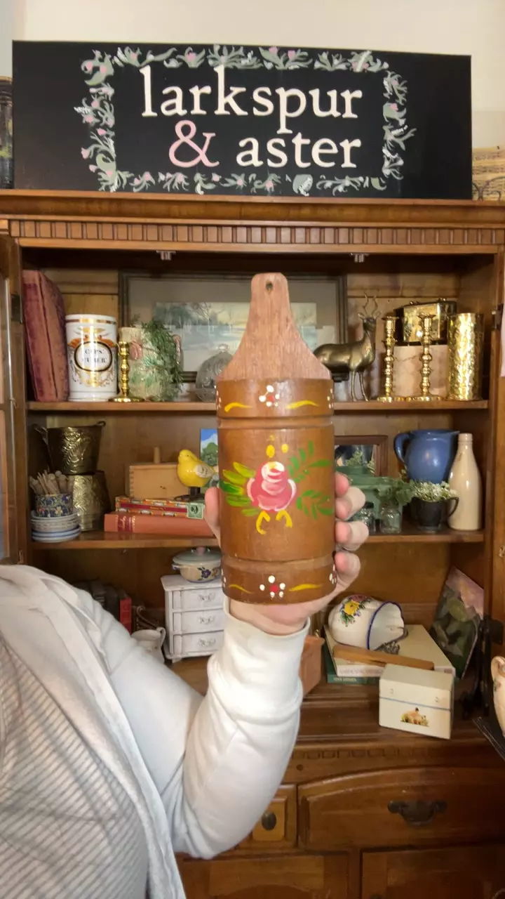 wooden hand painted wall pocket thumbnail