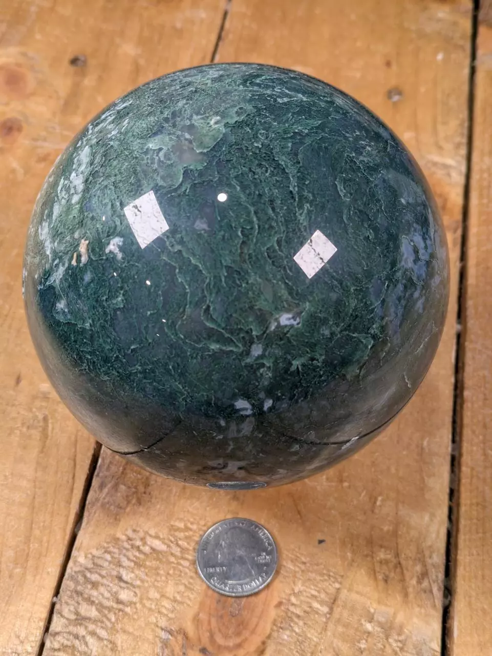 Moss Agate Sphere ~1942 Grams (4.28 Pounds) Was $75 thumbnail