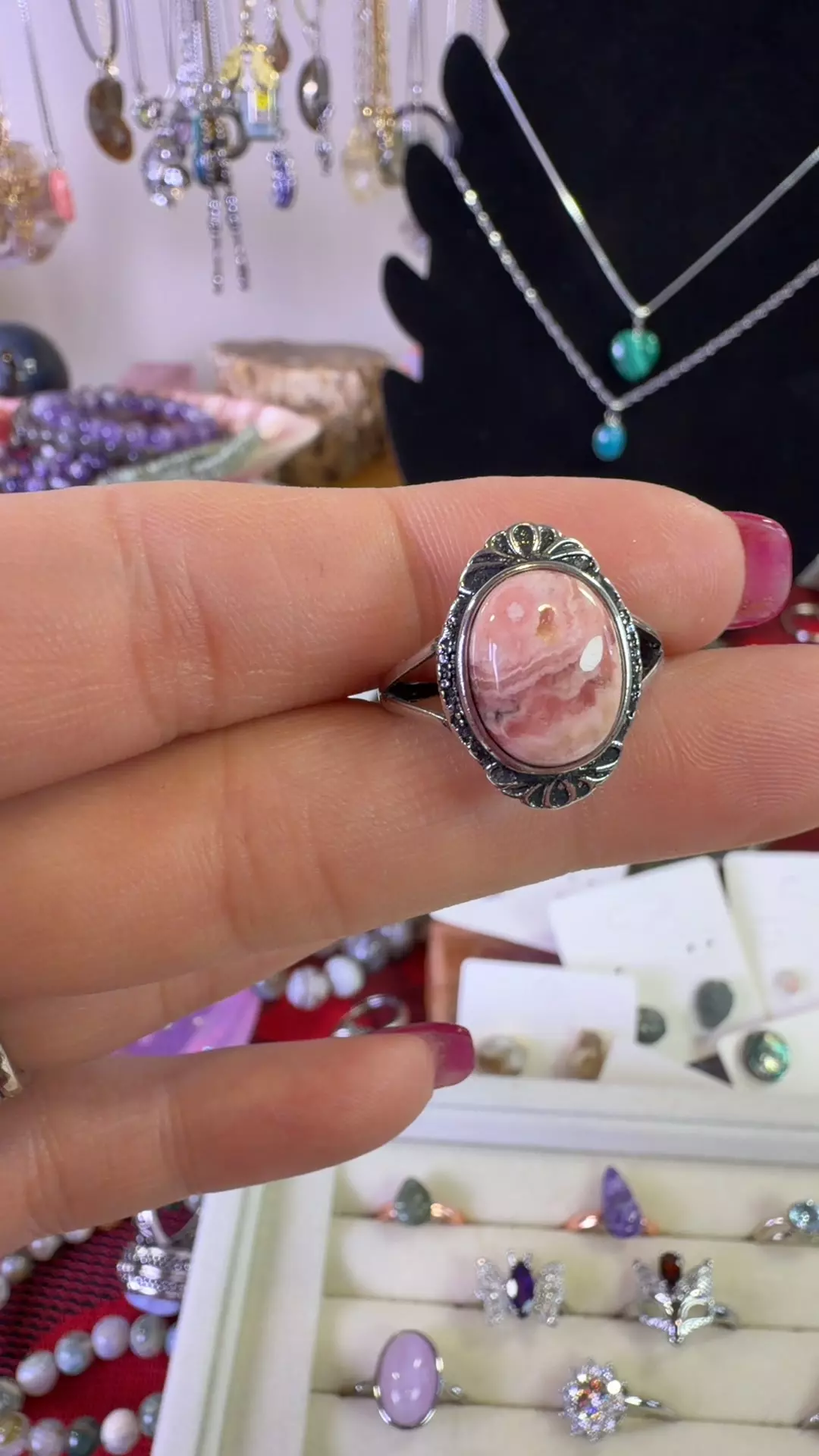 rhodochrosite adjustable ring thumbnail