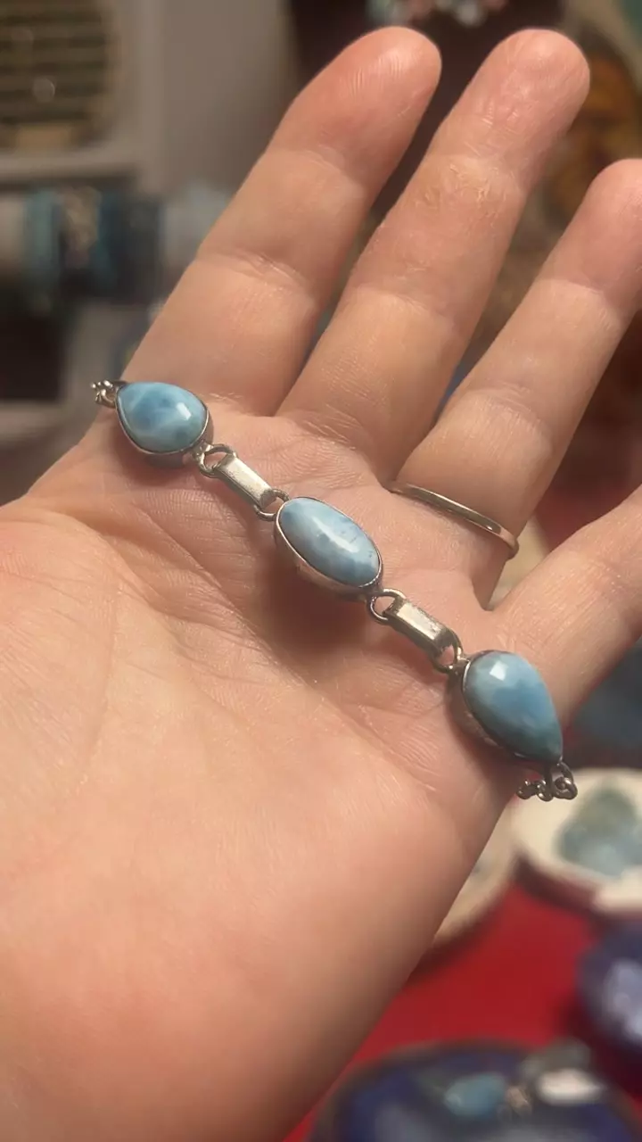 $90| AAA Larimar Adjustable bracelet S925 fits approx to 7.5 thumbnail