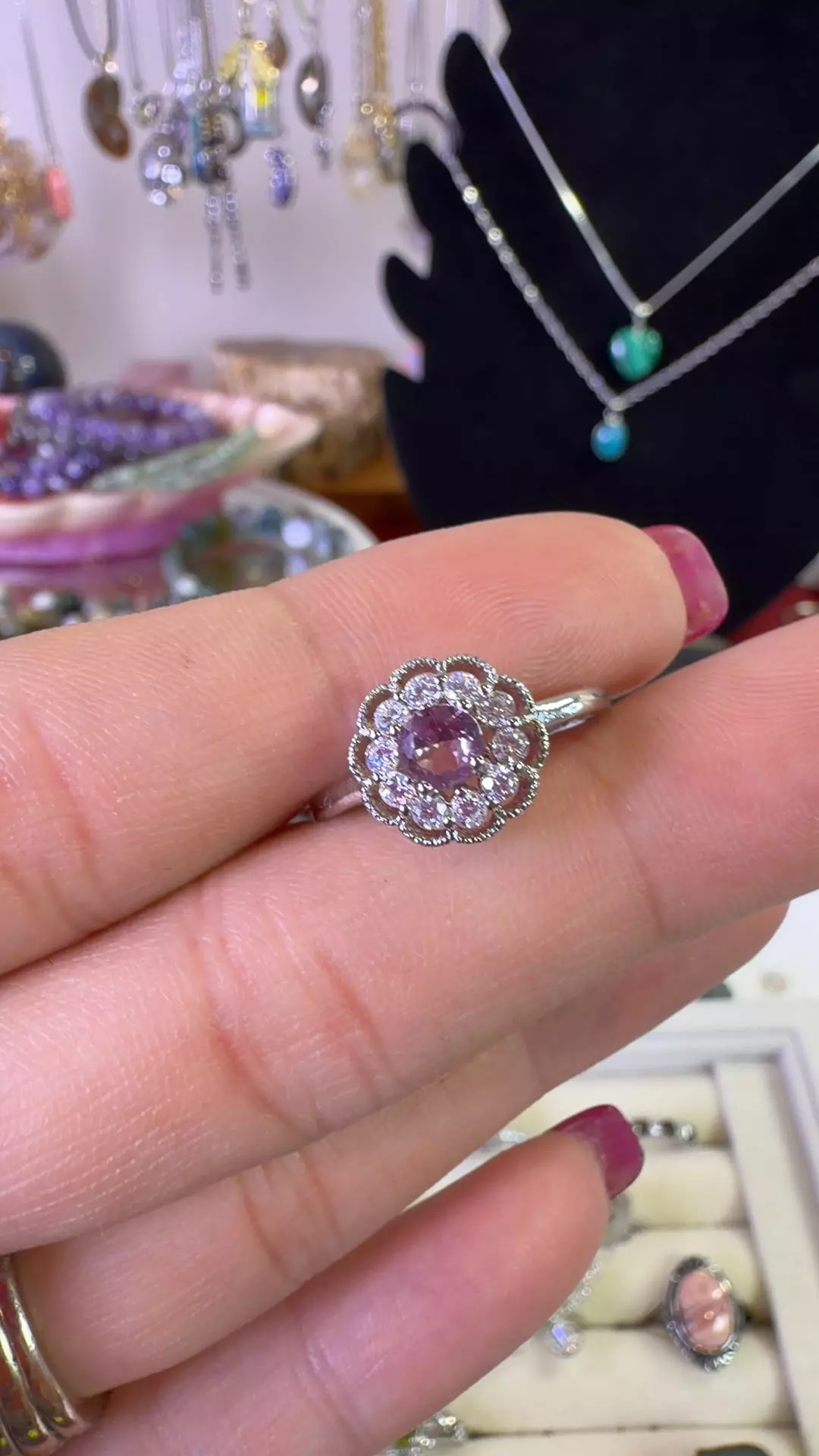 alexandrite (man made) adjustable ring thumbnail