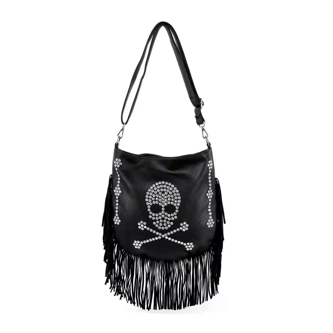 Rhinestone Skull Fringe Bag thumbnail