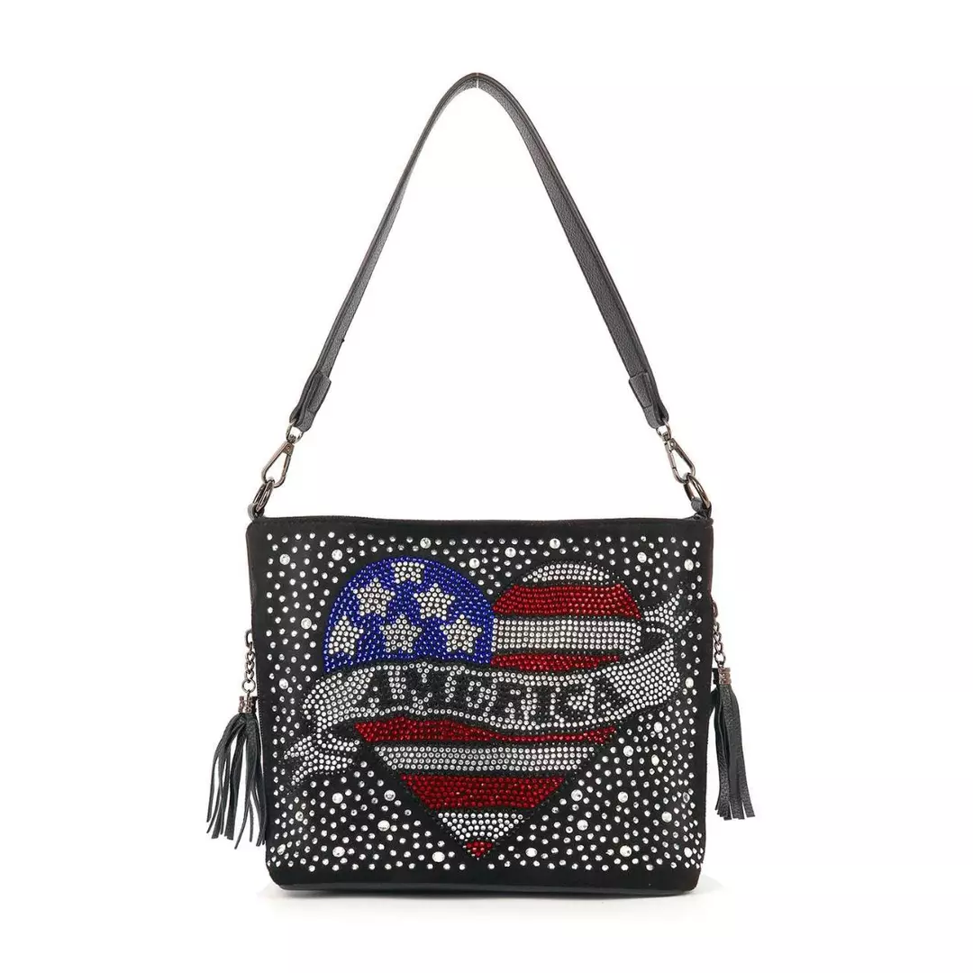 America Rhinestone Hobo Crossbody thumbnail