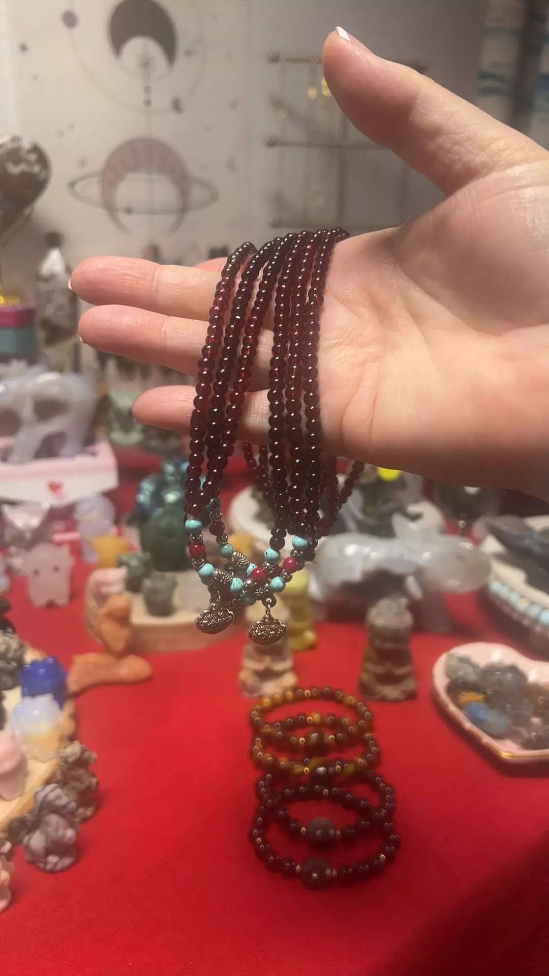 $15| Garnet Necklace or Triple Bracelet Stretch thumbnail