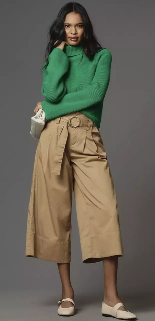 $148 Anthro Maeve High Rise Belted Culottes SZ 2 & 8 thumbnail