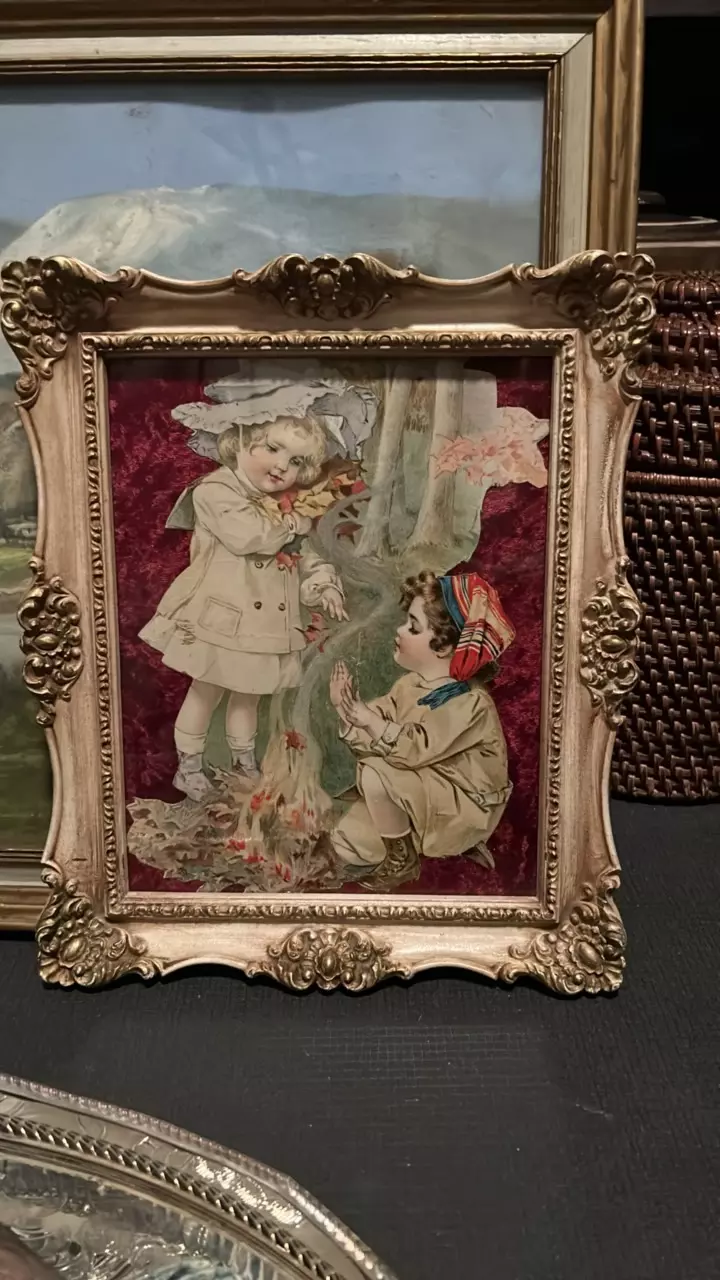 Ornate Framed Antique Victorian Art thumbnail