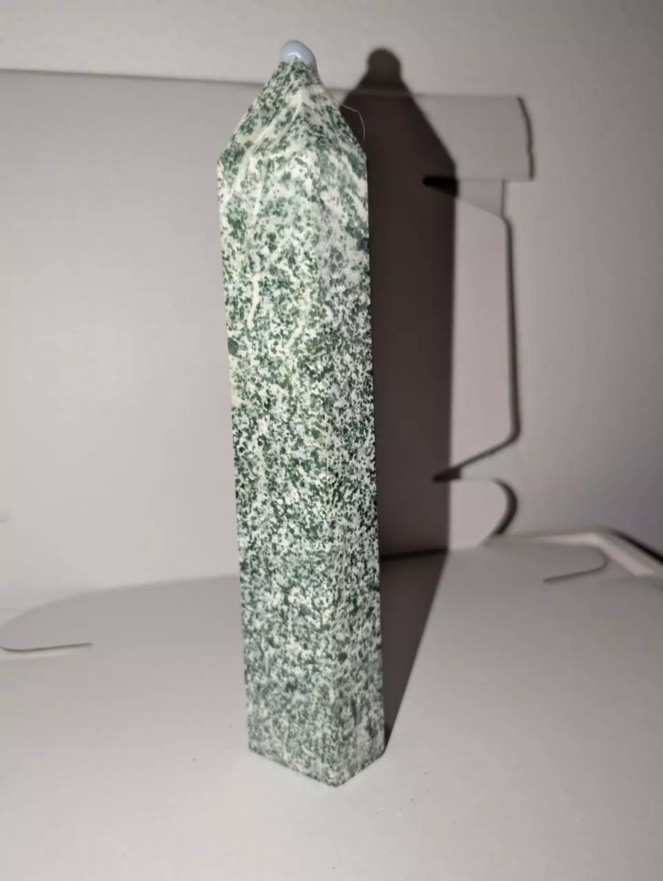 Stunning 9” Green Spot Jasper Hexagonal Tower thumbnail