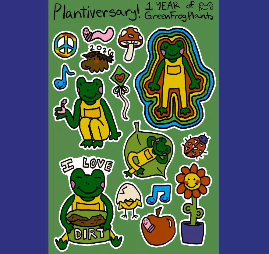 Lou's Plantiversary sticker sheet! 15 unique stickers thumbnail