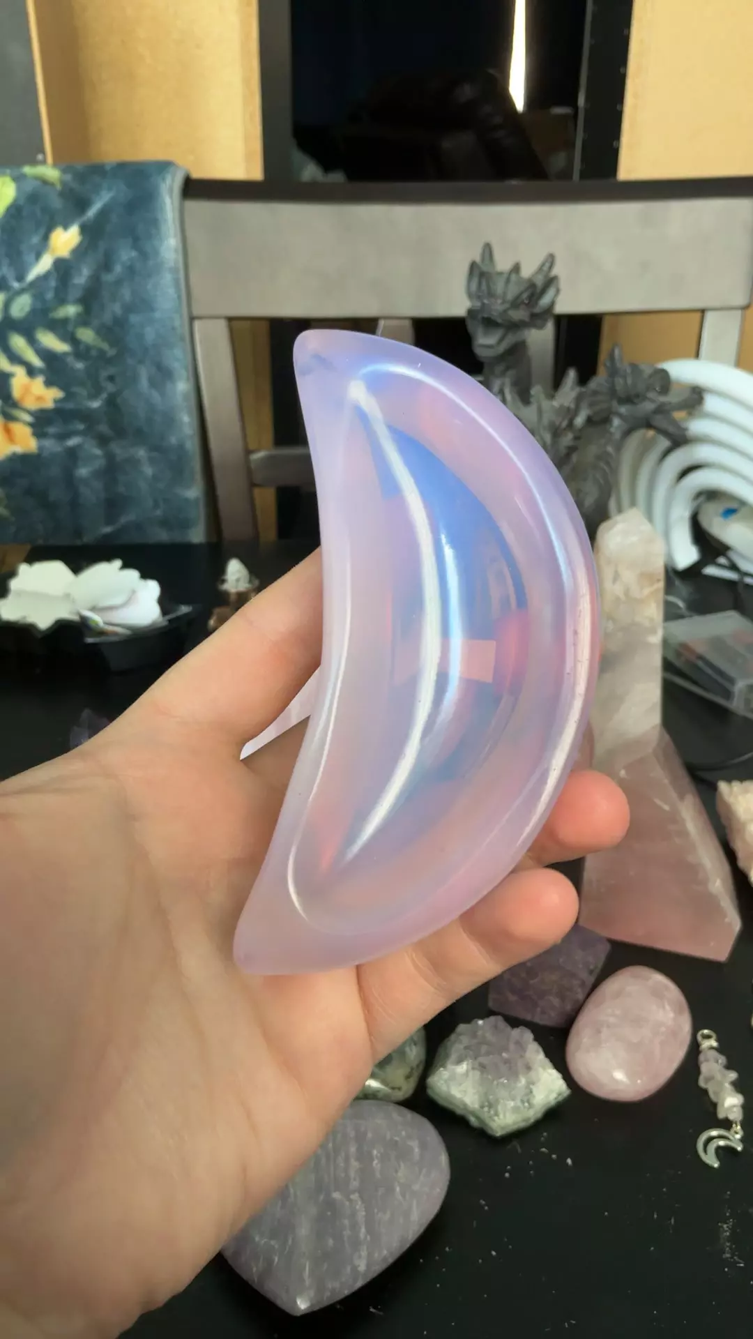pink opalite moon dish *man made thumbnail