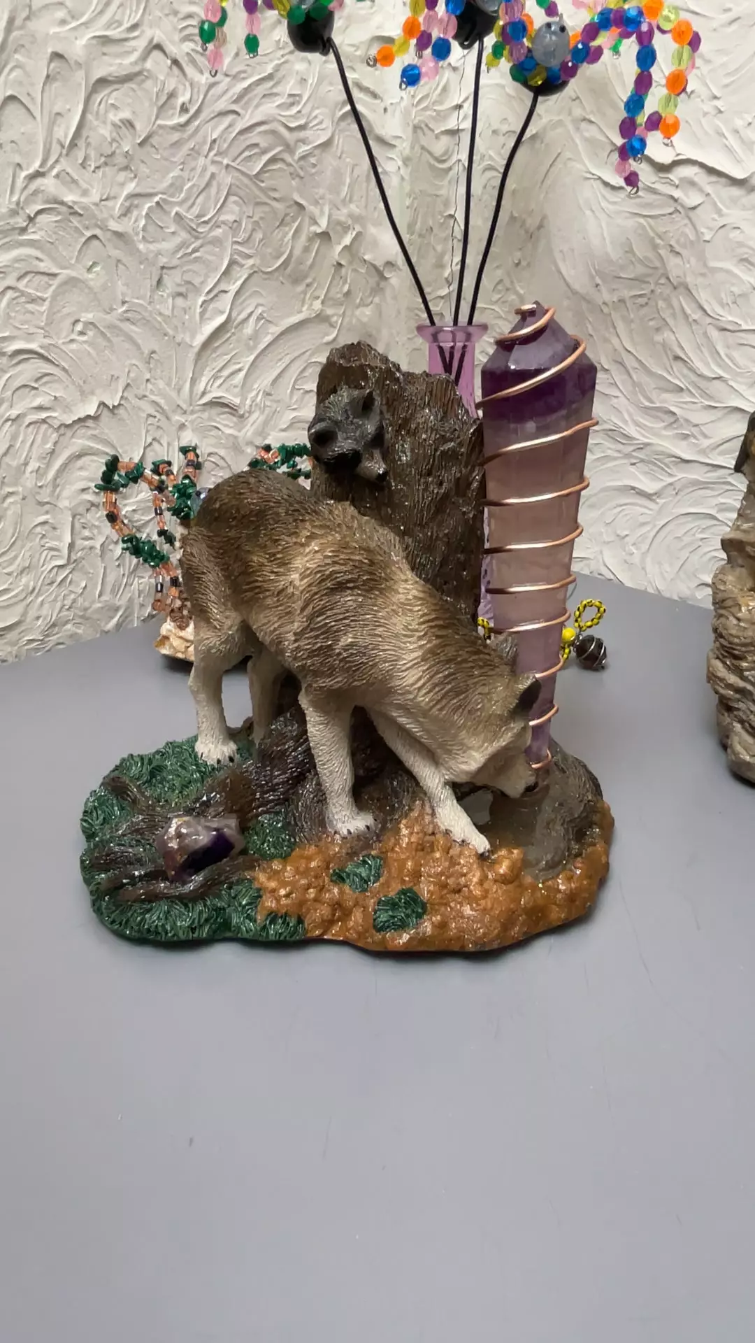 custom-made fluorite, wolf sculpture, one of a kind  7x7 thumbnail