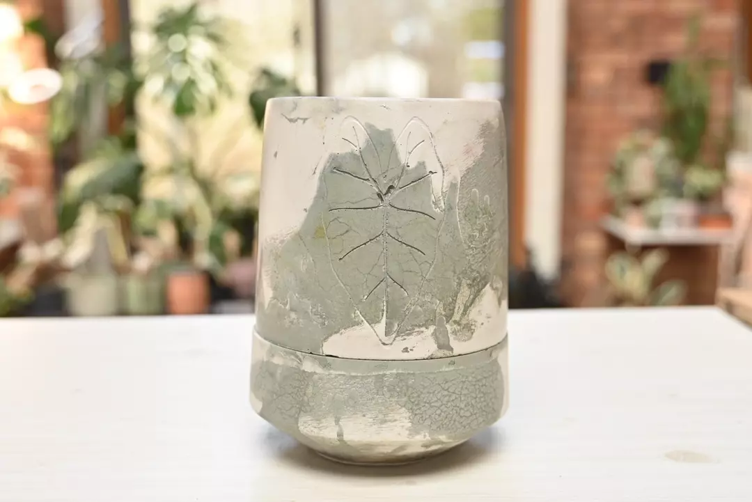 Tall Alocasia Pot in Sandstone Olive thumbnail