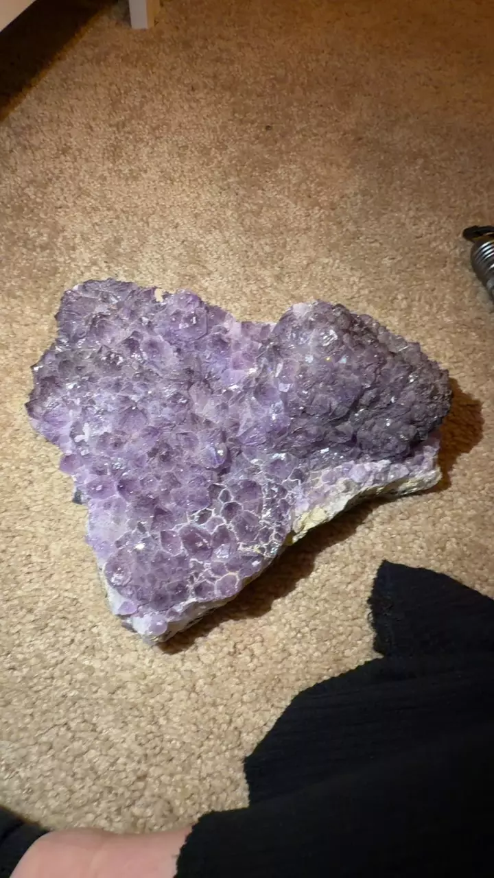 Nigerian amethyst over fluorite with pyrite thumbnail