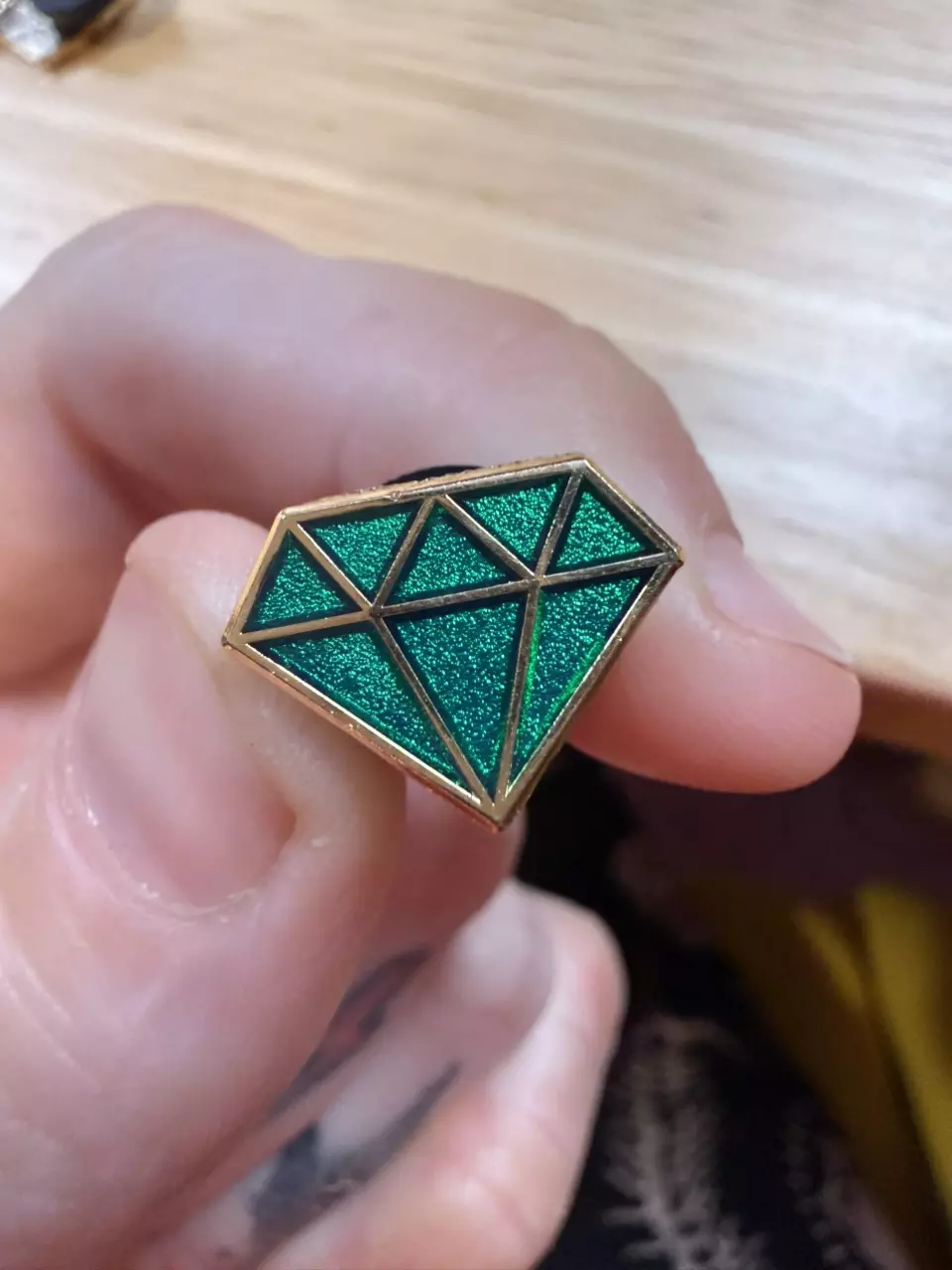green gem enamel pin thumbnail