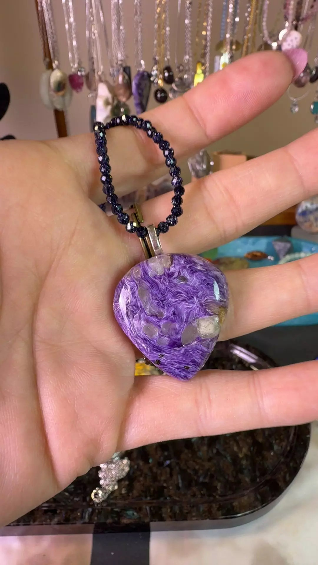 charoite on blue sandstone thumbnail