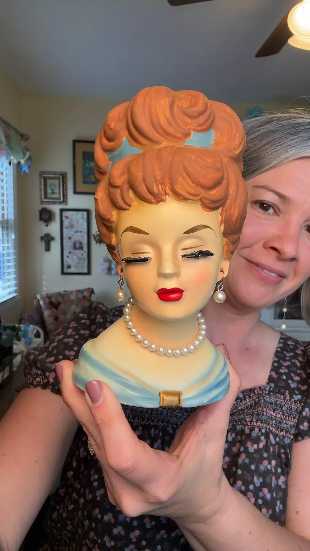6 3/4” Lady Head Vase repairs to eyelash & painted hair. She’s Ruben’s thumbnail