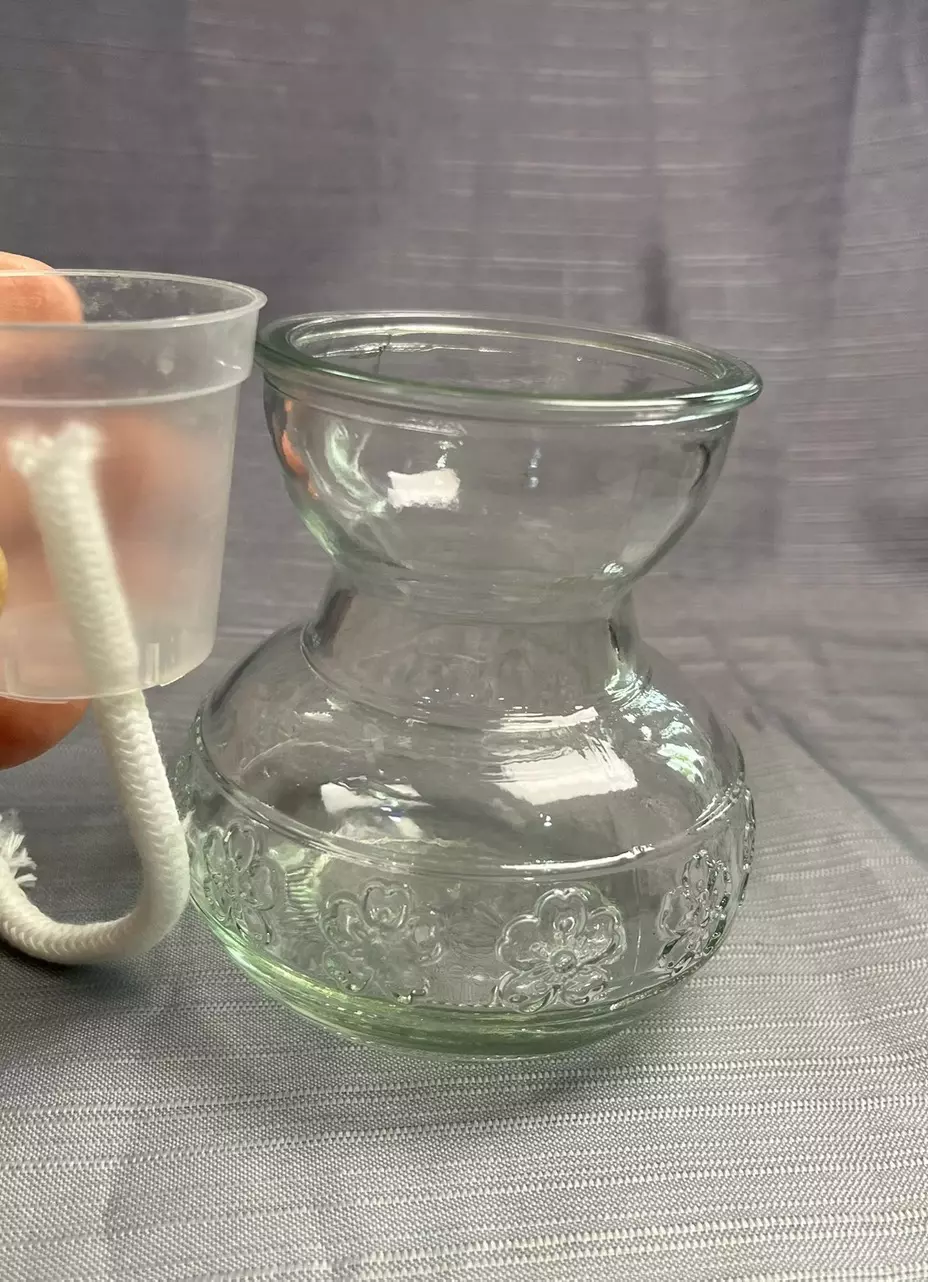 Glass self watering w/ flower detail thumbnail