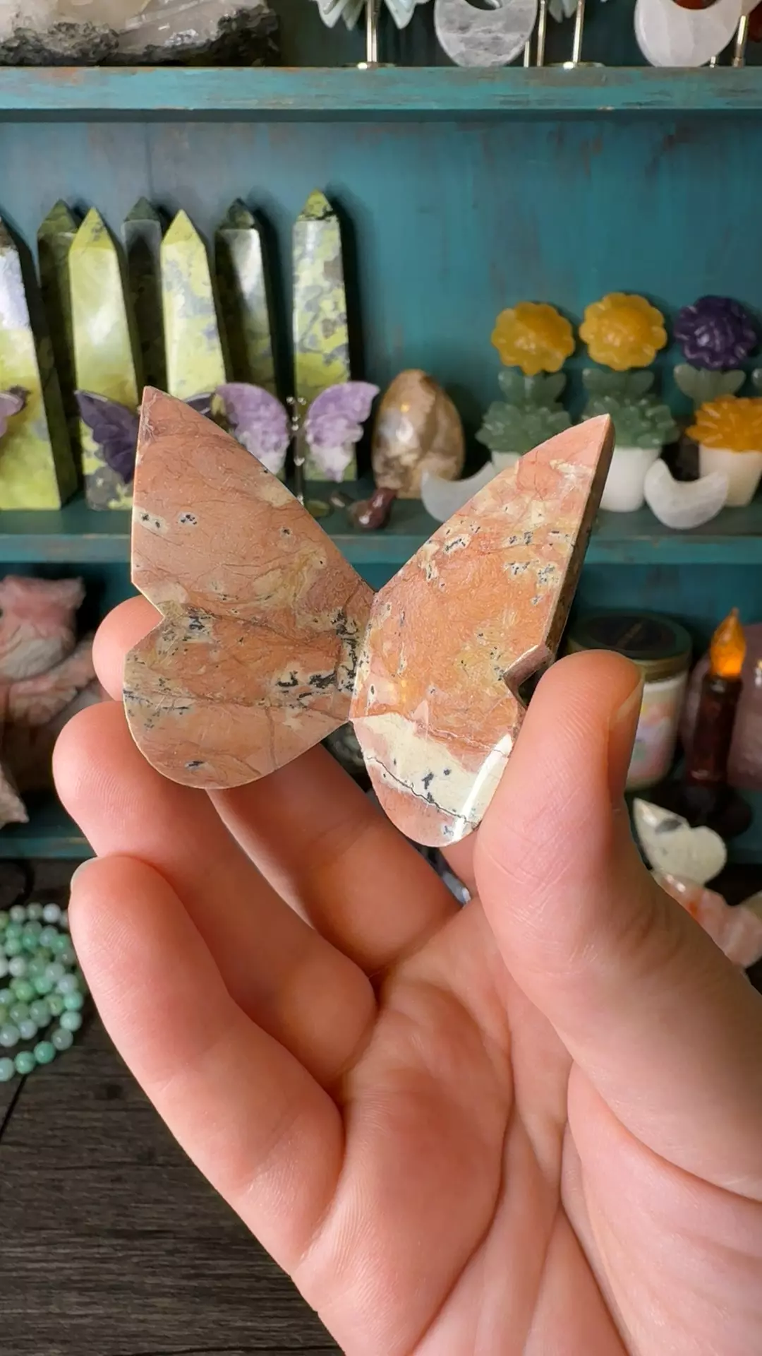 $28 | Pink Dendritic Agate Butterfly 28B thumbnail