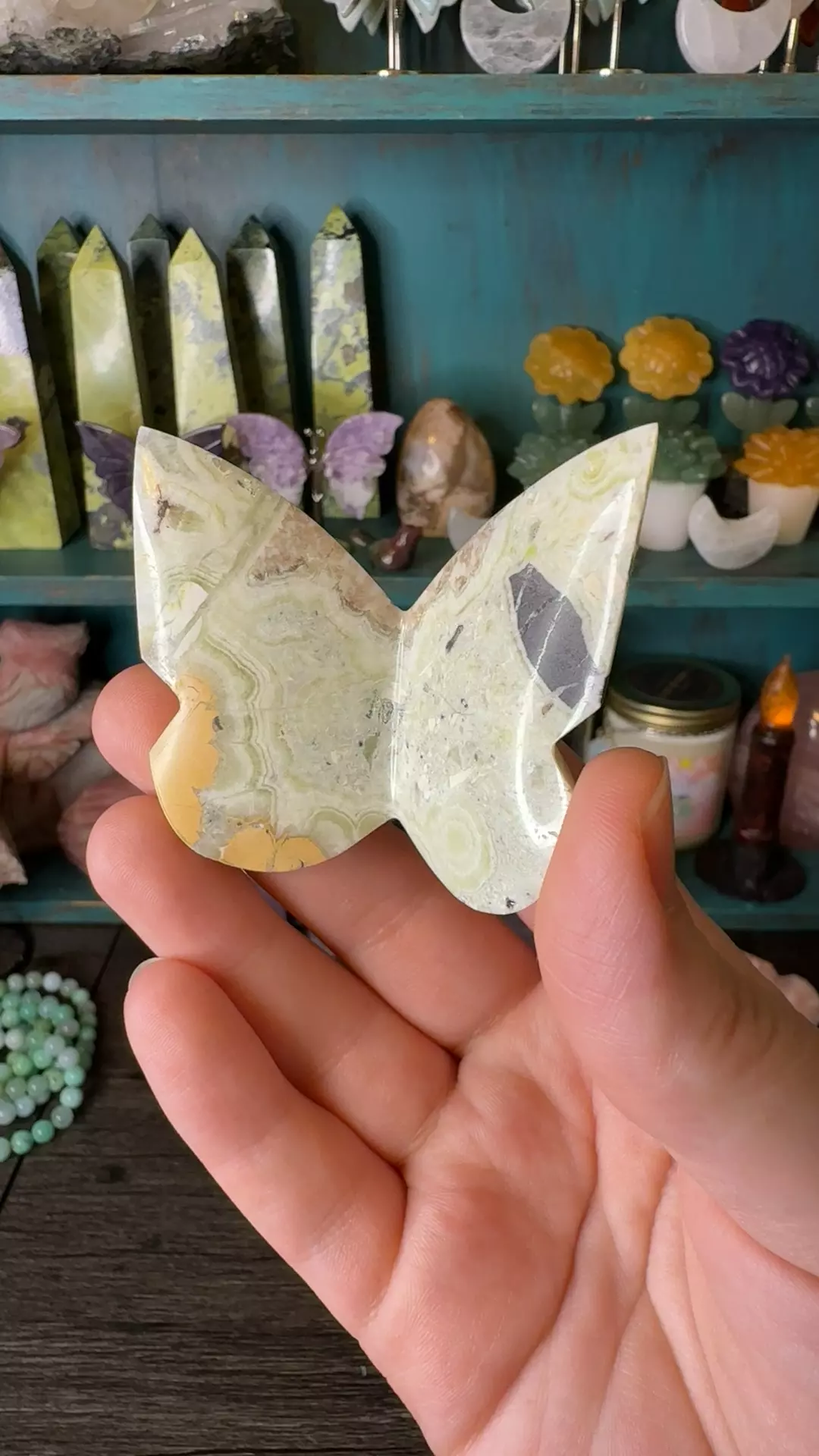 $28 | Green Maligano Jasper Butterfly 28A thumbnail