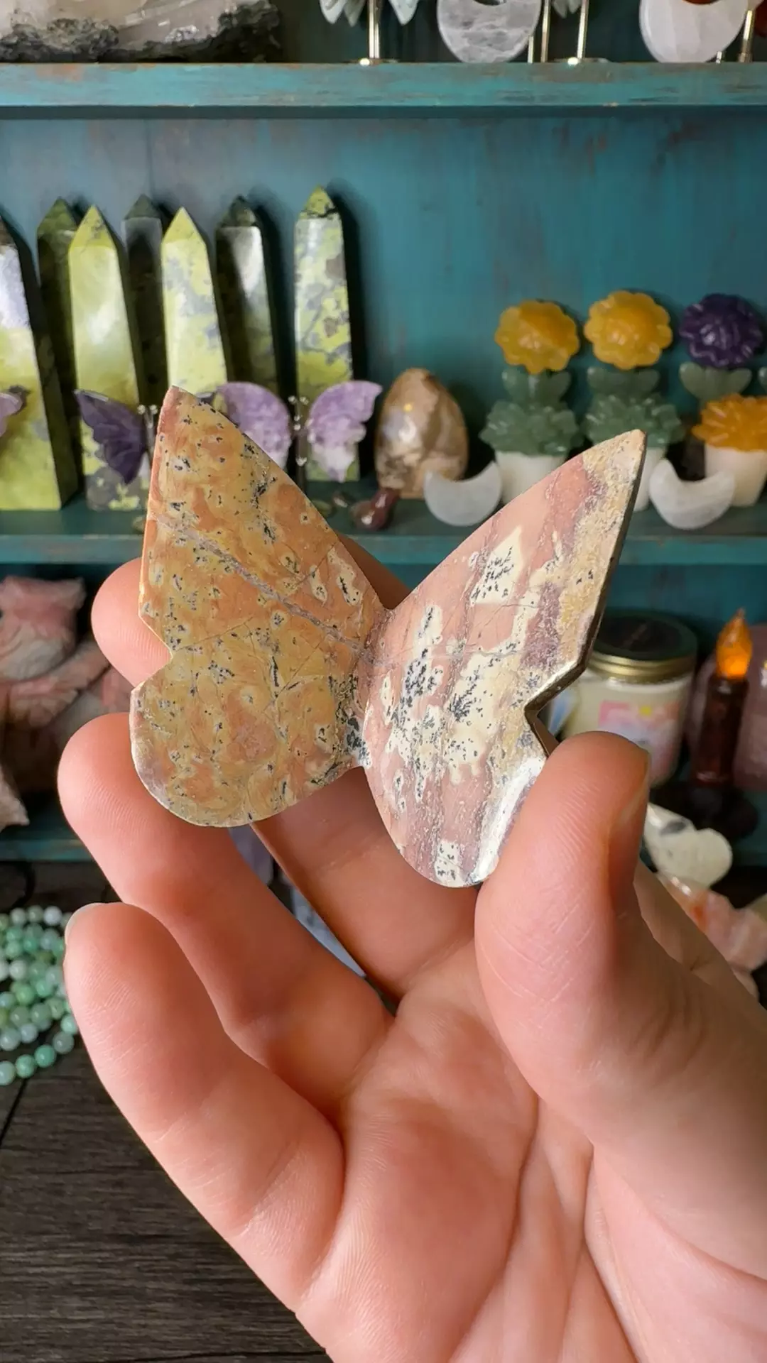 $28 | Pink Dendritic Agate Butterfly 28A thumbnail