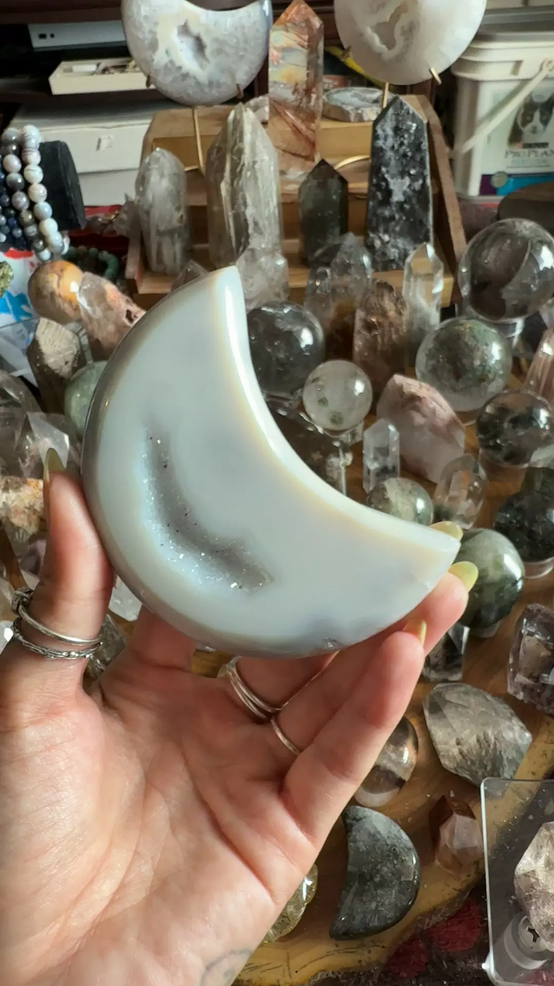 Druzy agate moon w stand 63e thumbnail