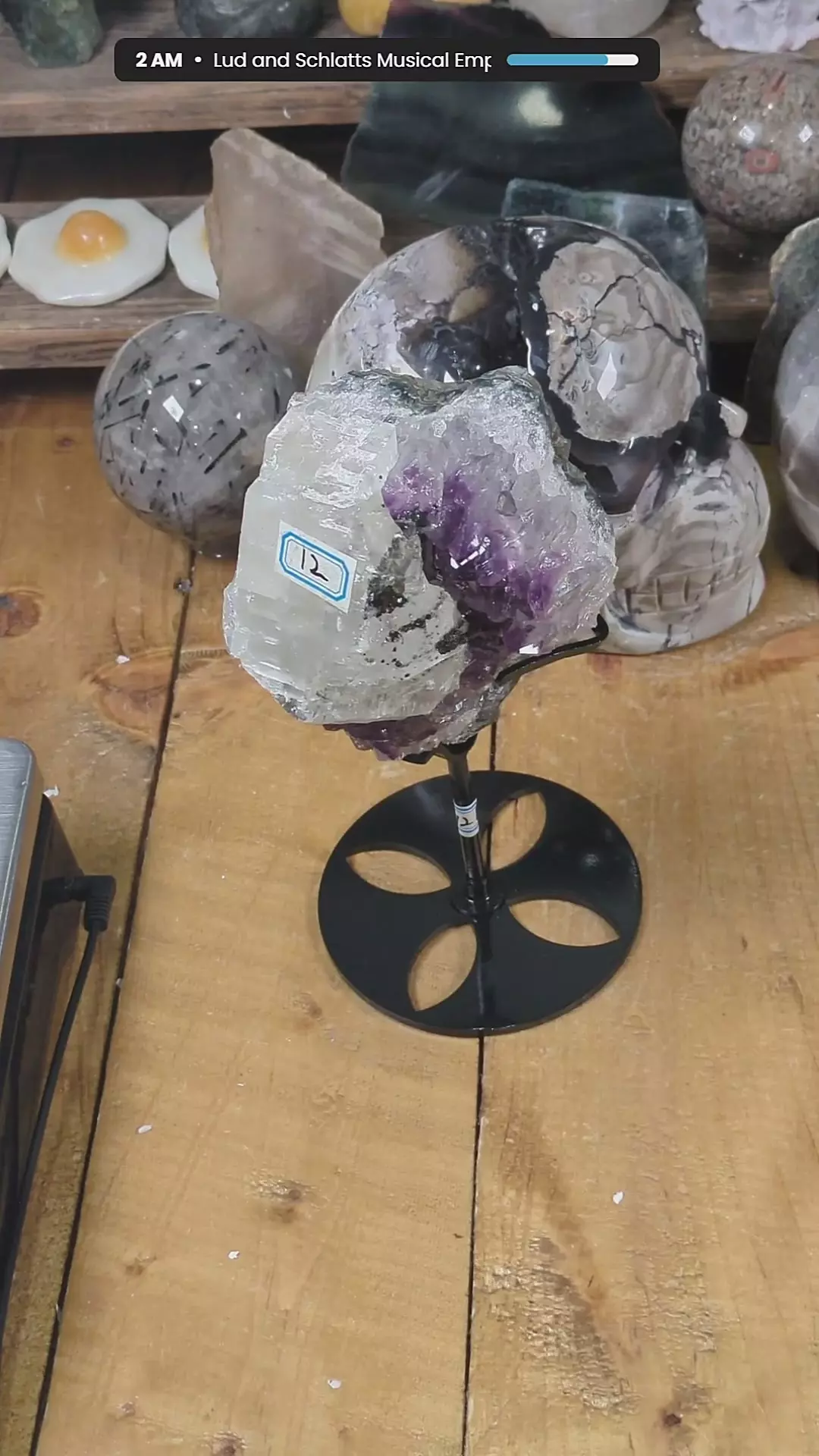 Calcite on Amethyst Brazil w/ Custom Stand~2 Pounds thumbnail