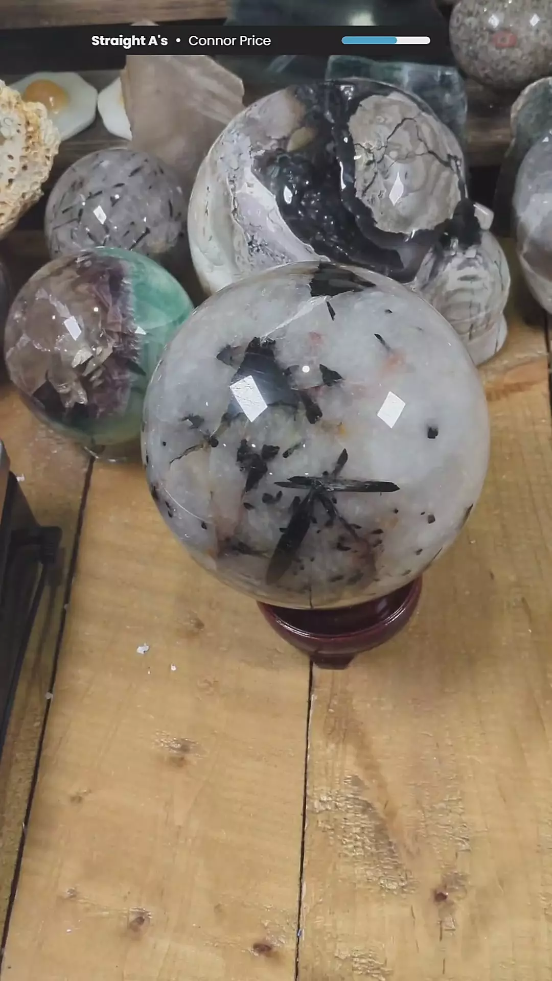 Black Tourmaline in Quartz Sphere ~7.5 Pounds thumbnail