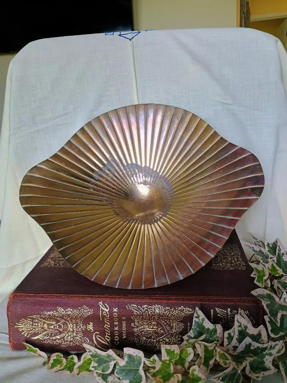 West German Brass Centerpiece Bowl thumbnail
