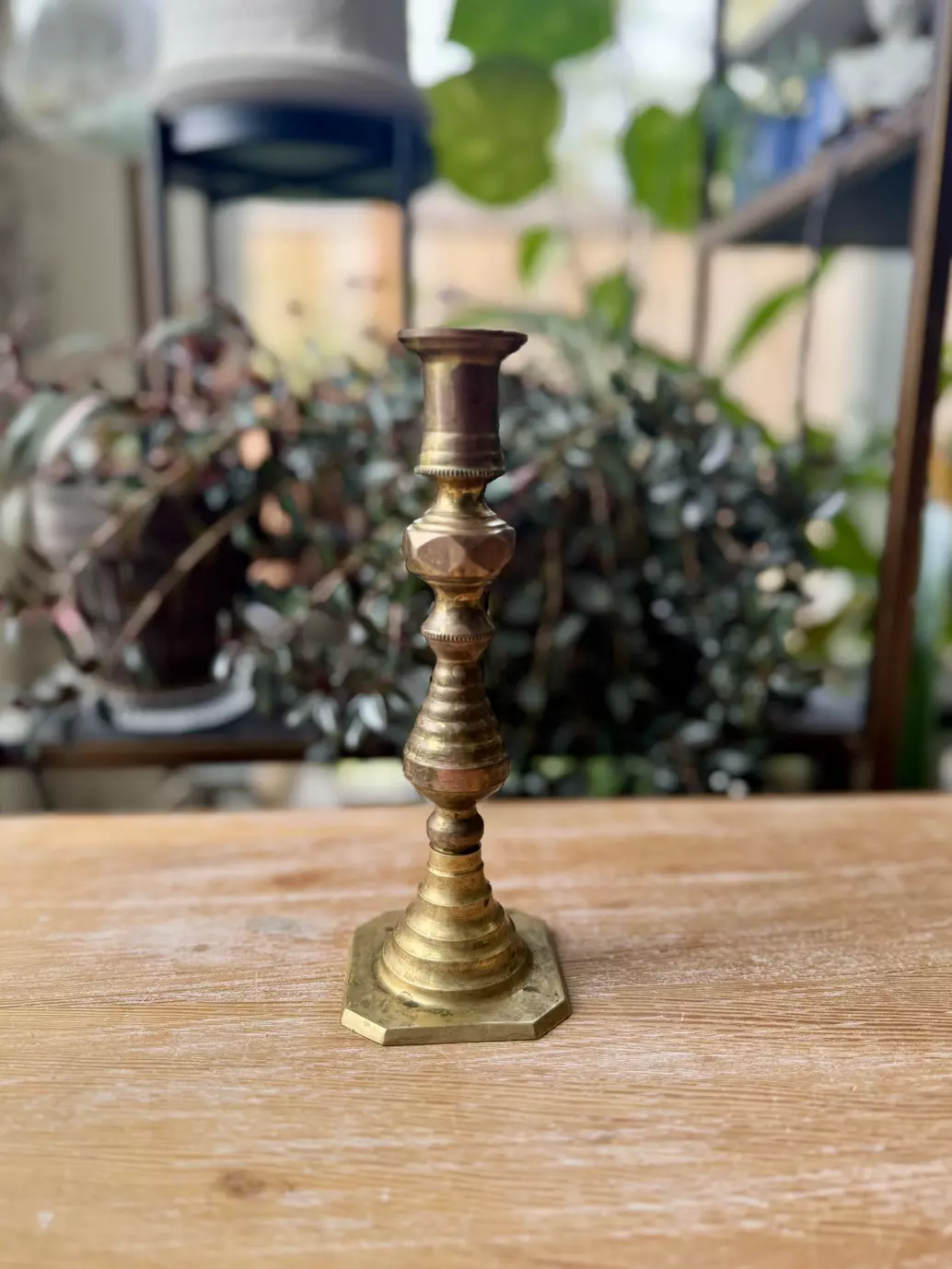 Brass beehive candlestick thumbnail