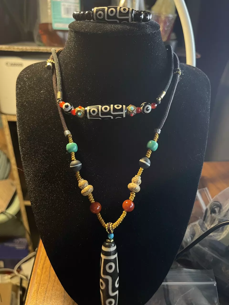 Tibetan set w/Dzi beads 2/ pcs (similar to pic thumbnail