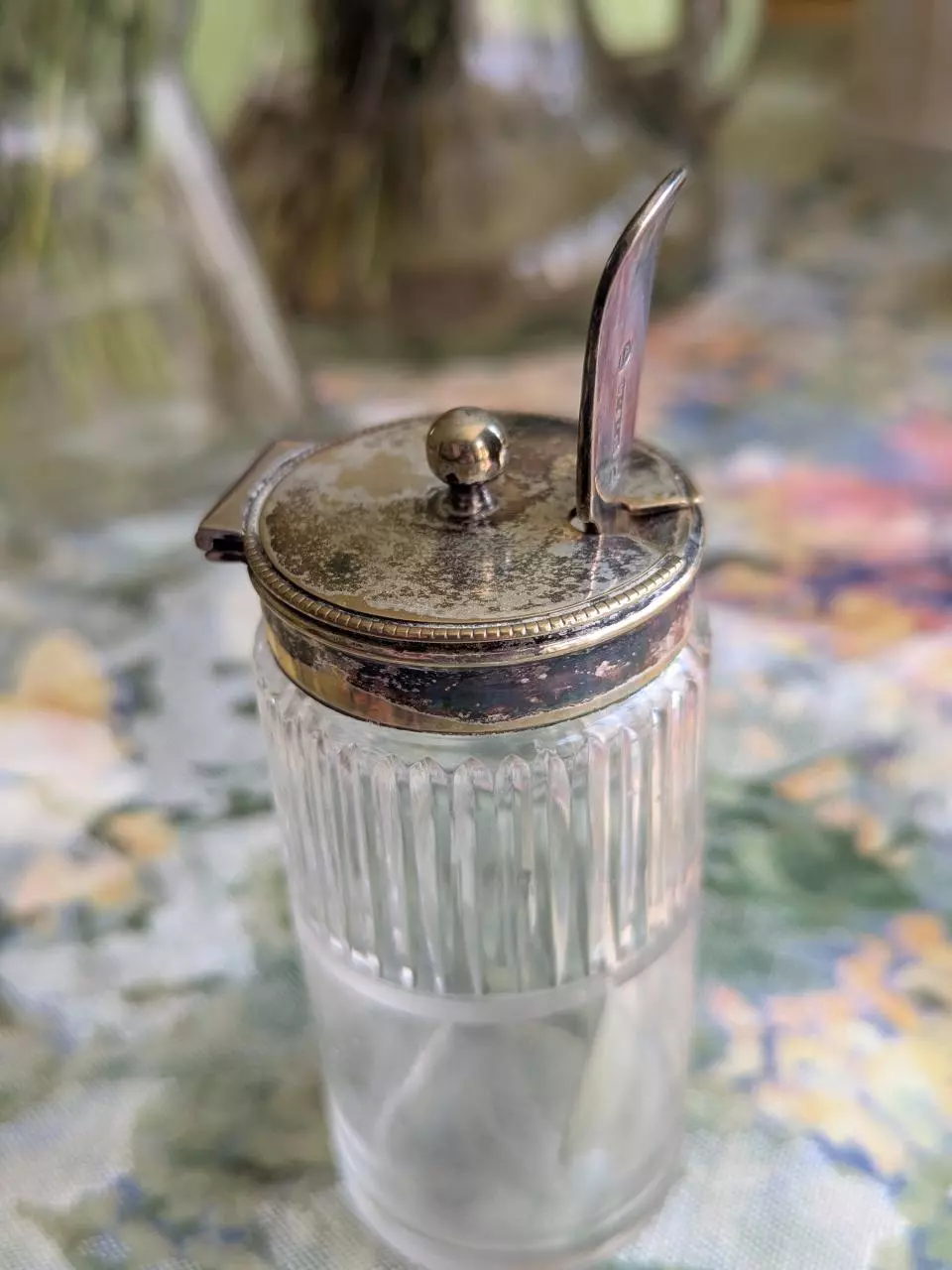 condiment jar with silver plated spoon thumbnail