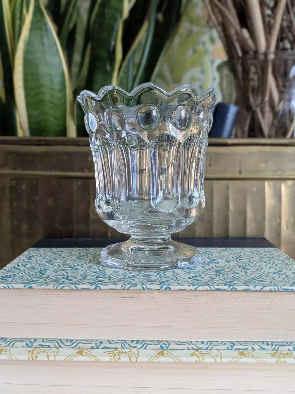 early American pressed glass votive holder thumbnail