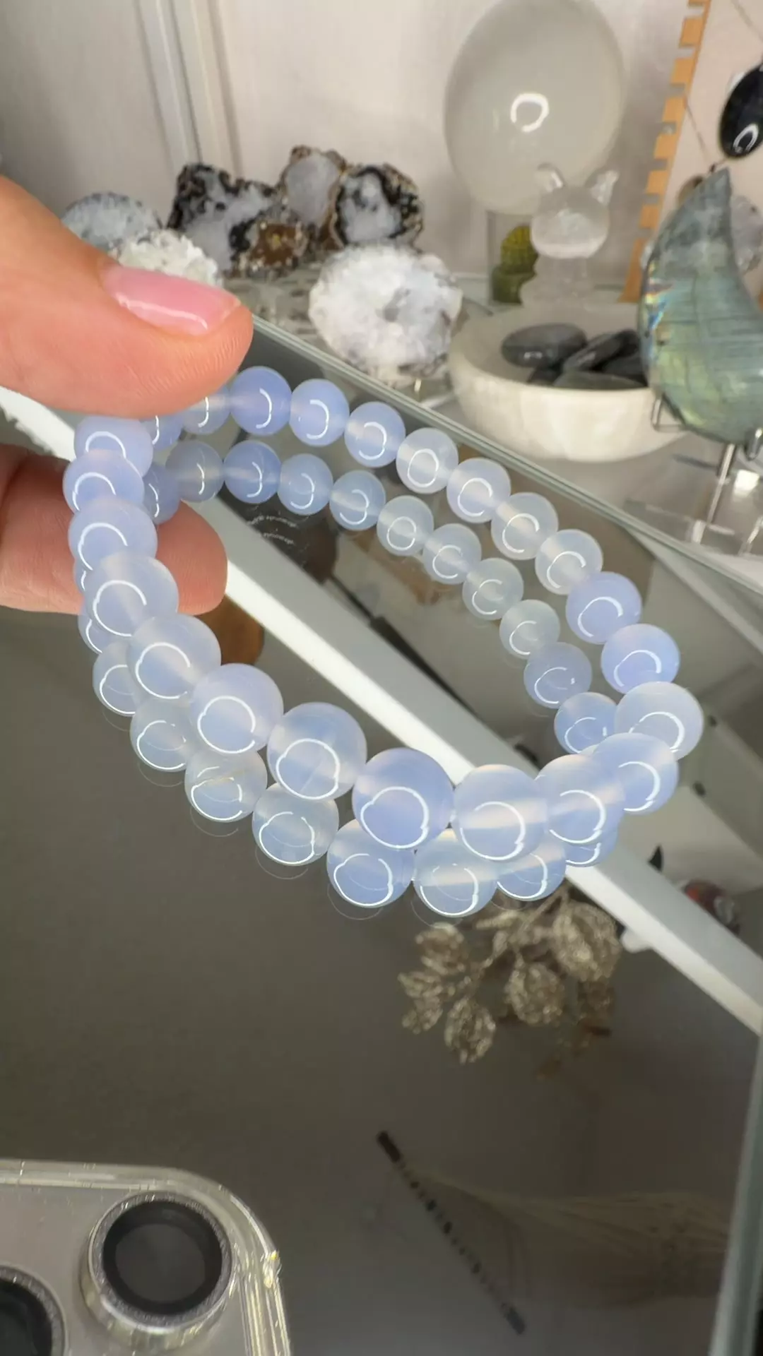 8mm Blue Chalcefony Bracelet thumbnail