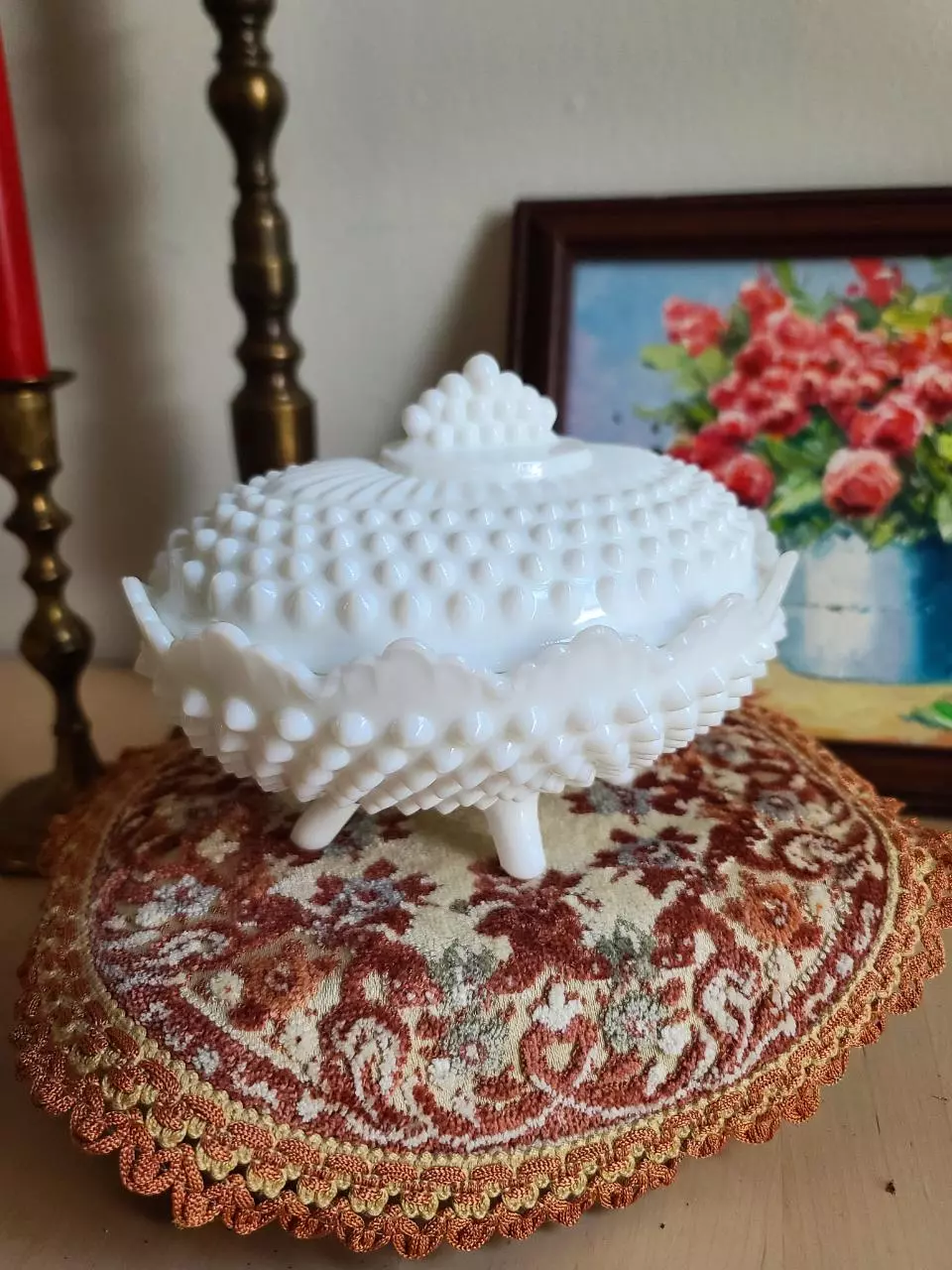 Vintage Fenton Hobnail Lidded Dish thumbnail