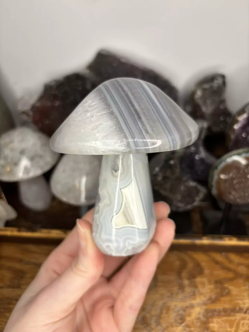 Agate Mushroom Hand Carved from Brazil 45 thumbnail