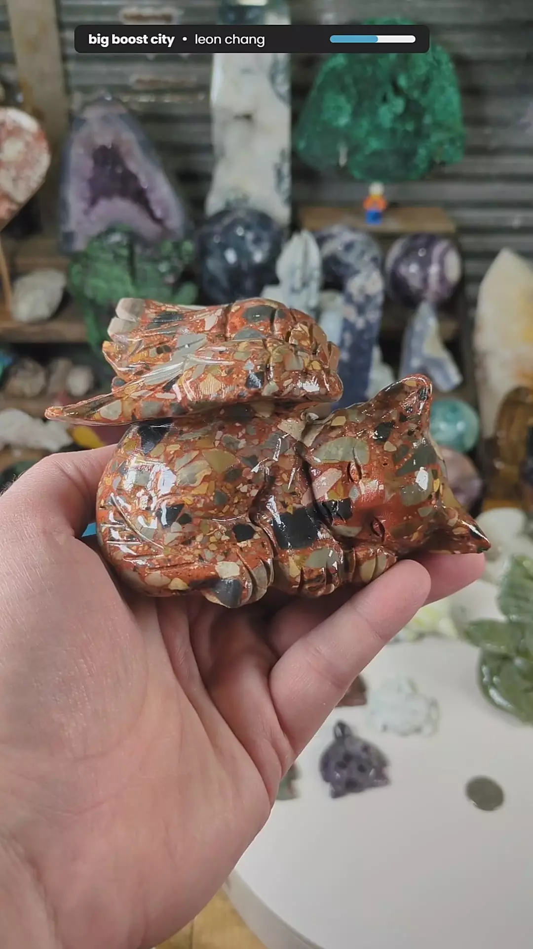 Brecciated Limestone Sleeping Angel Cat ~796g (1.75 Pounds) thumbnail