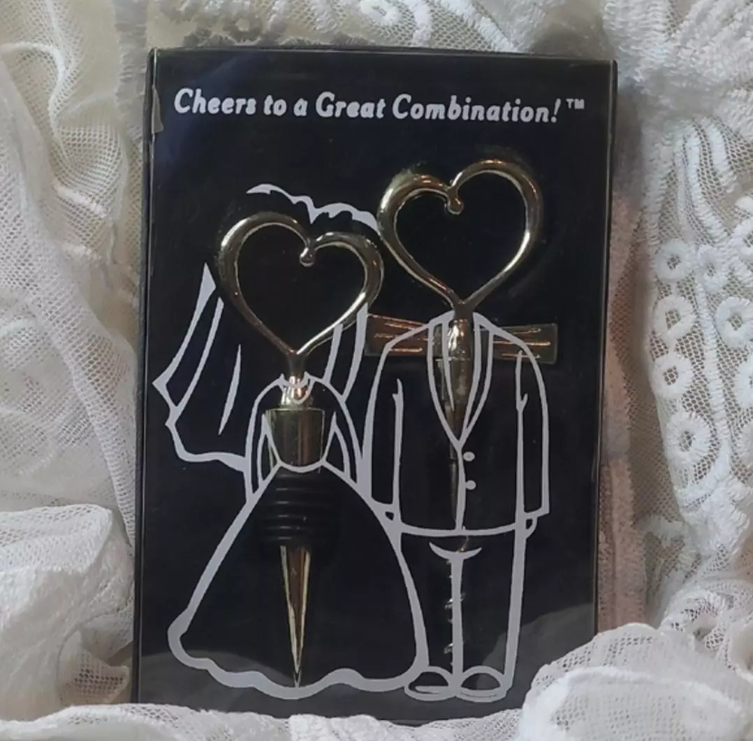 Silver Heart Wedding Bottle Stopper & Pouring Set thumbnail
