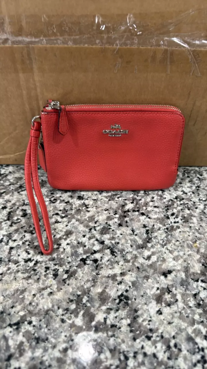 Coach Orange Double Zip Wristlet thumbnail