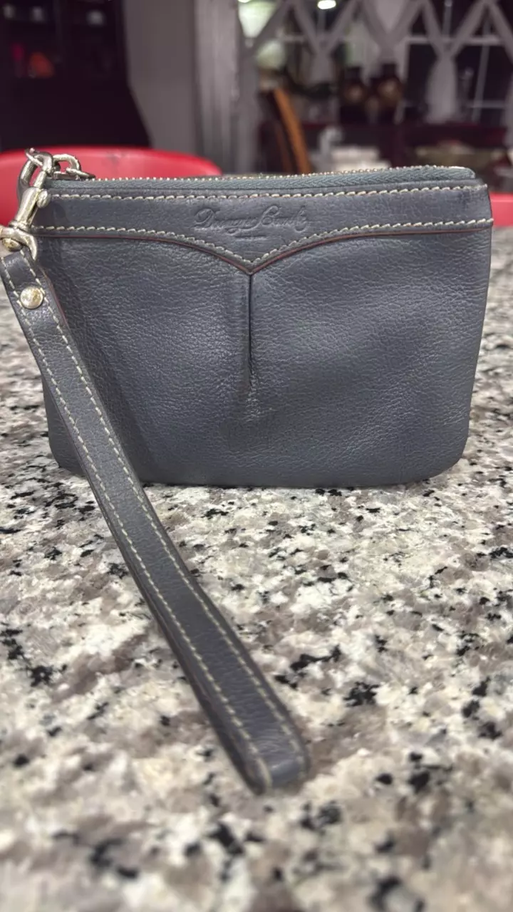 Dooney & Bourke Grey Leather Wristlet thumbnail