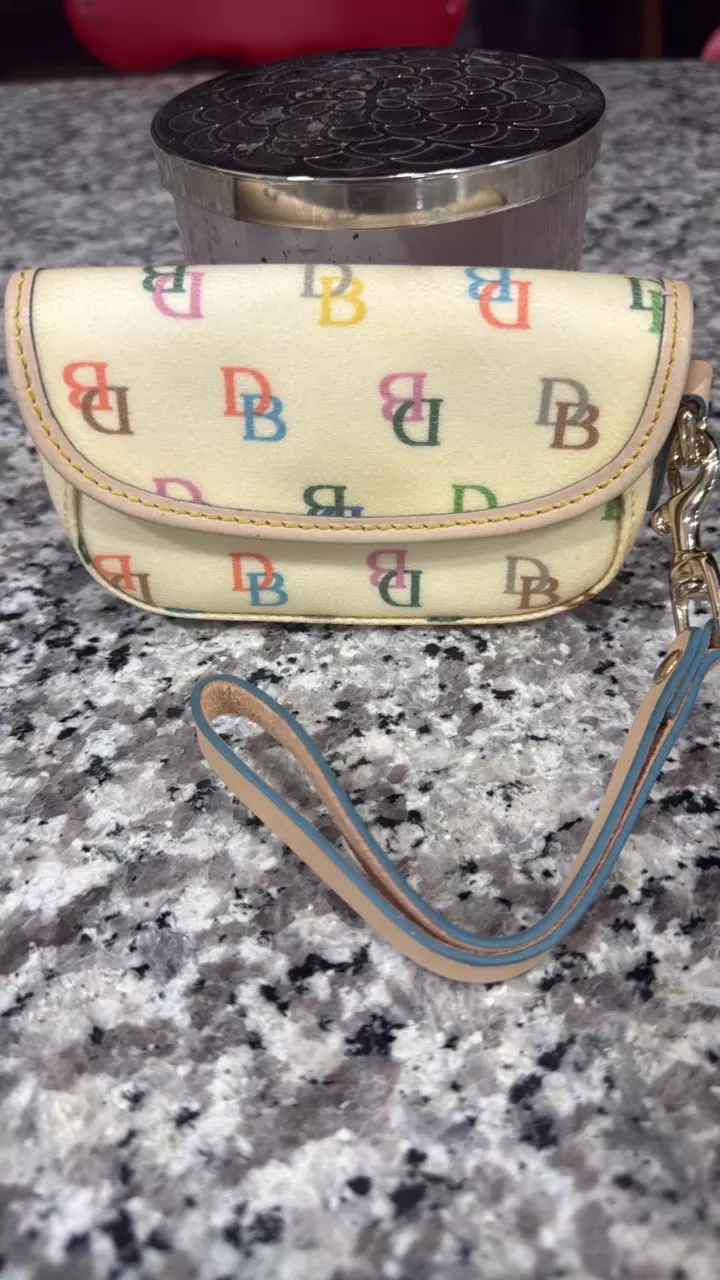 Dooney & Bourke Crème Rainbow Print Leather Wristlet thumbnail
