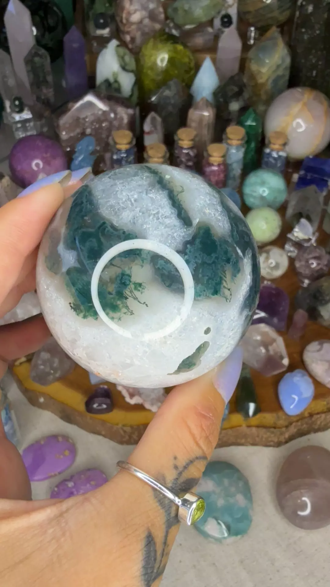 HQ moss agate sphere 64 thumbnail